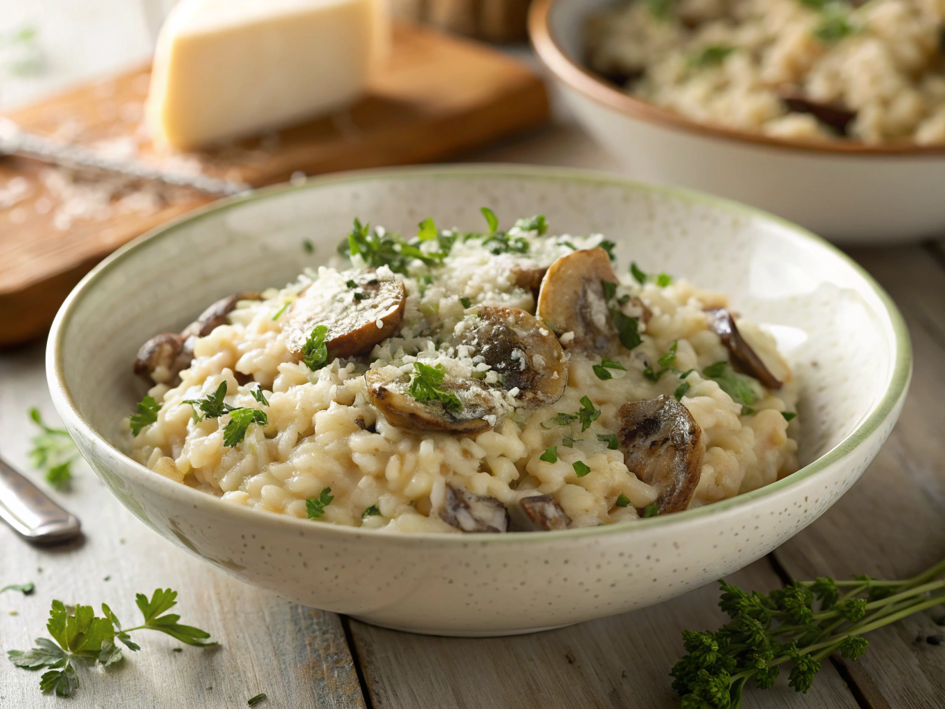 Creamy wild mushroom risotto with fresh herbs