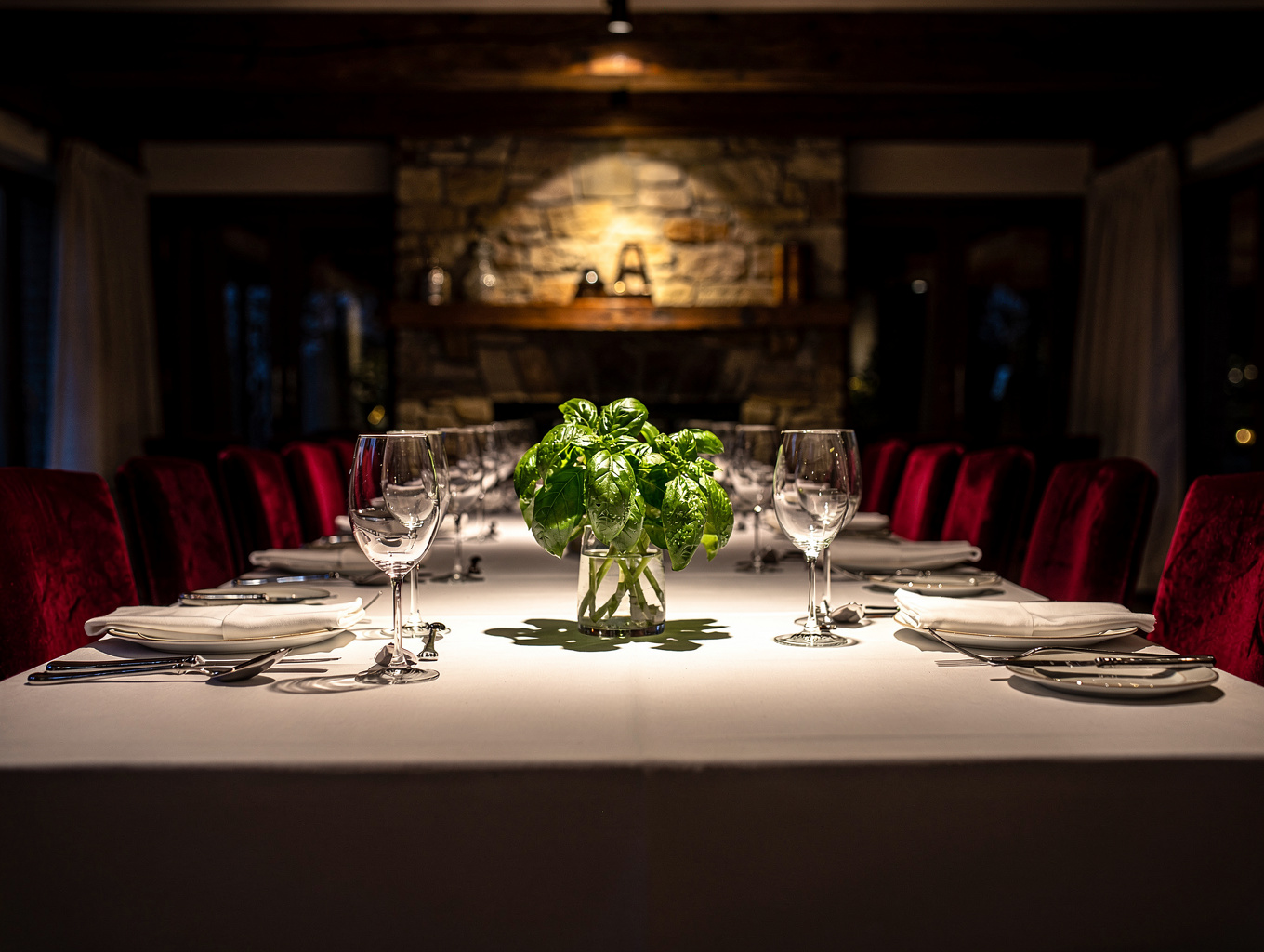 Private dining room set for a celebration
