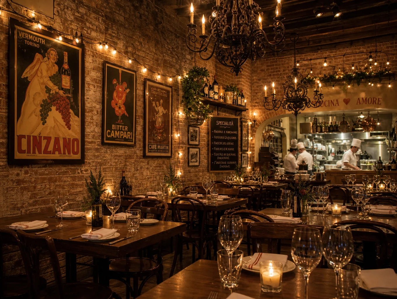 Cozy candlelit dining room atmosphere at Mise restaurant
