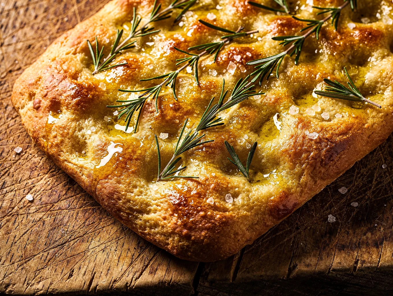 Freshly baked rosemary focaccia bread