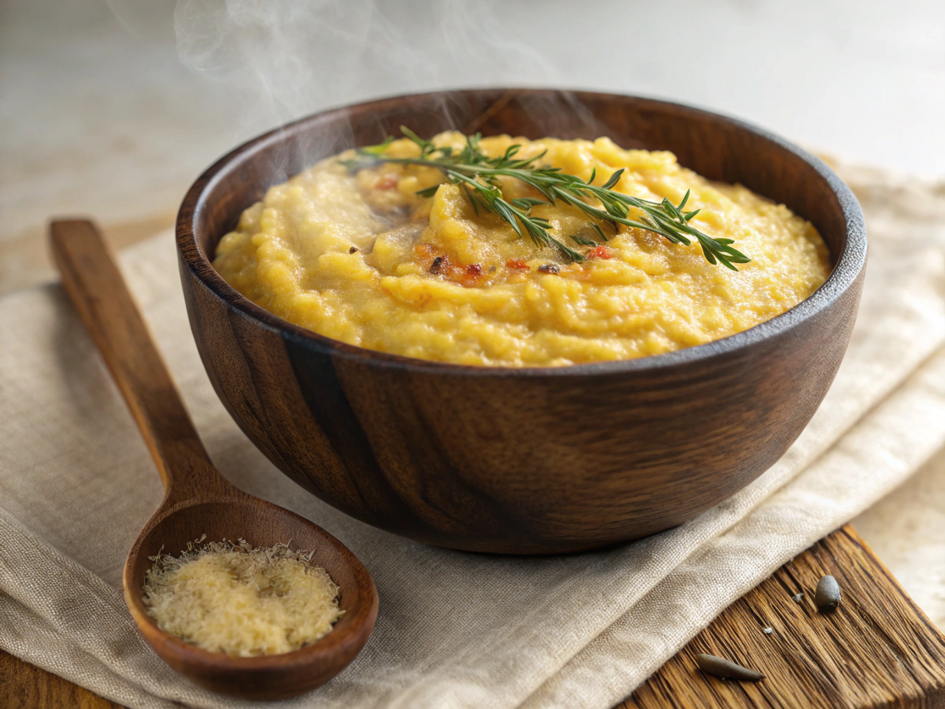 Creamy polenta with shaved black truffles